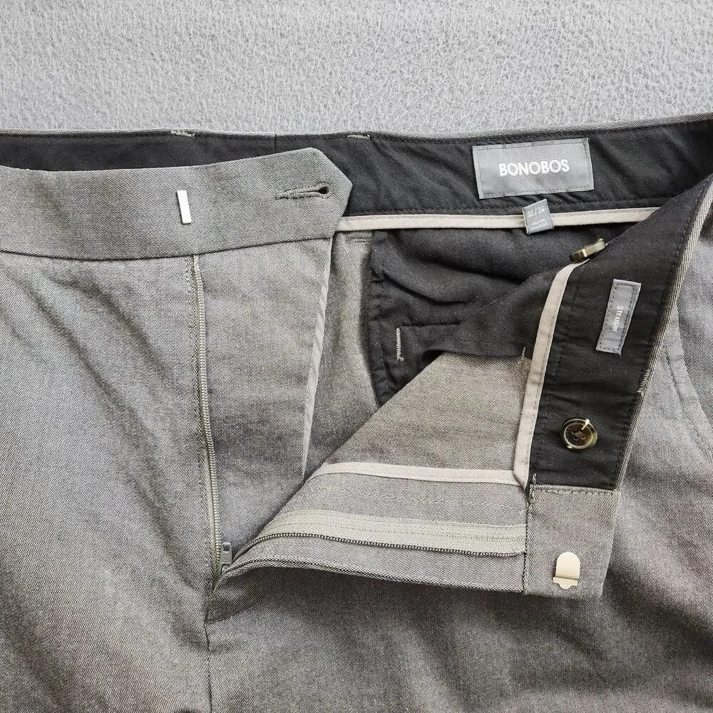 Bonobos Men 35X34 (37X33) Gray Weekday Warrior Friday Straight Leg Dress Pants